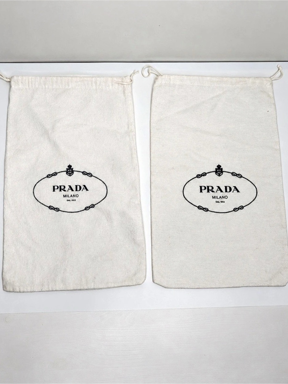 Prada Authentic Milano Dust Bags Set of 2 Drawstring 13.5 x 8.5